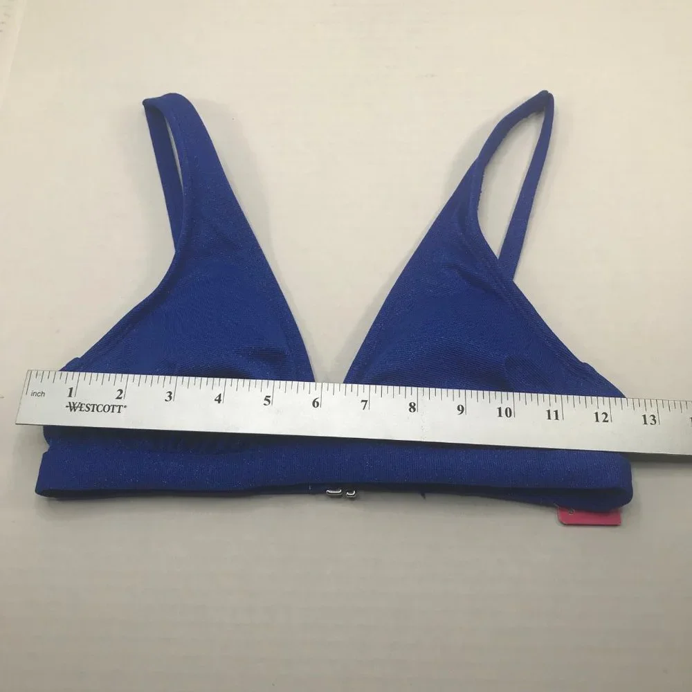 Xhilaration Junior's Size Small 0-2 Metallic Thread Bralette Bikini Top Blue New